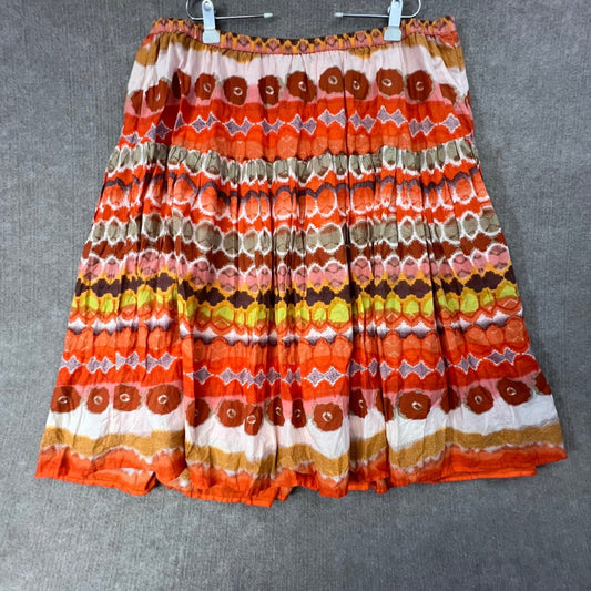 Ashley Stewart Maxi Skirt Womens 18/20 Cotton Boho Bohemian Orange Multicolor