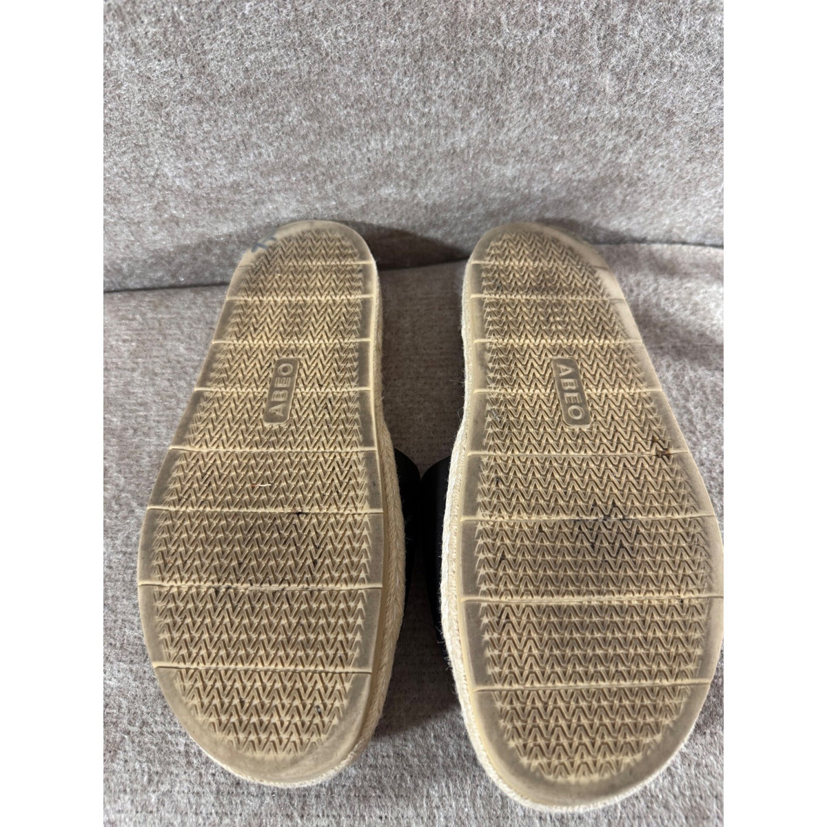 SIZE ABEO Isle Slide Sandals  Black Leather Espadrille Platform Minimalist