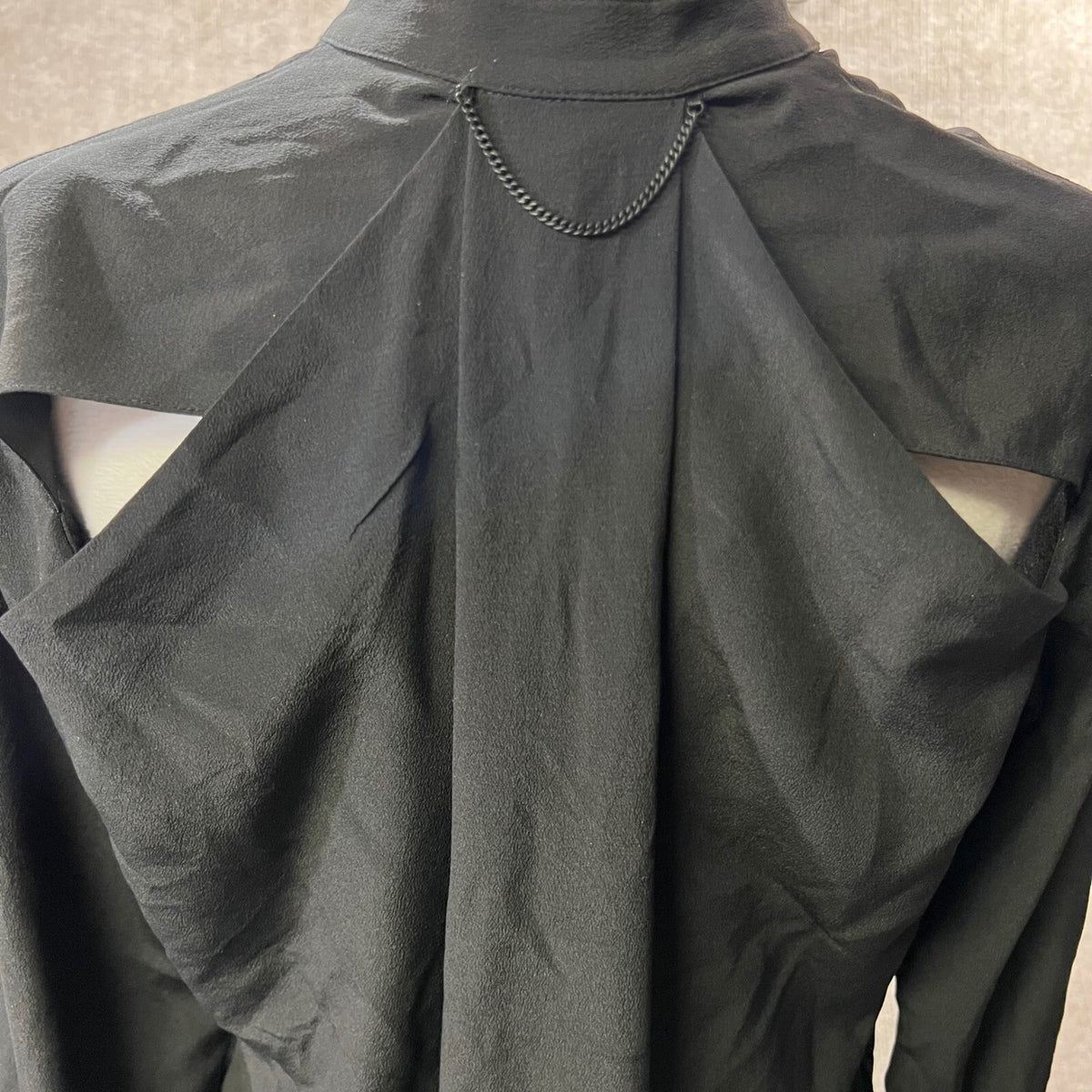 Rag Bone New York Black Silk Mandarin Collar Long Sleeve Tie Cuff Tunic Top XXS