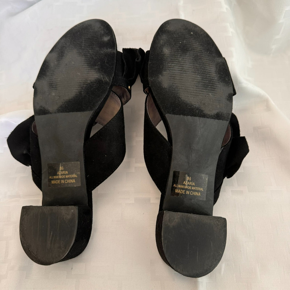 Catherine Malandrino Azaria Mules Women 8.5 Black Faux Suede Ruffle Studded Chic