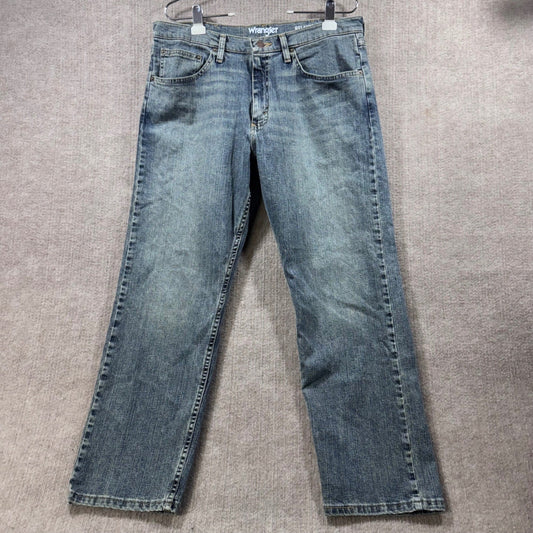 Wrangler Relaxed Fit Mens Jeans Medium Wash Size 34x29 Cotton Blend Mexico
