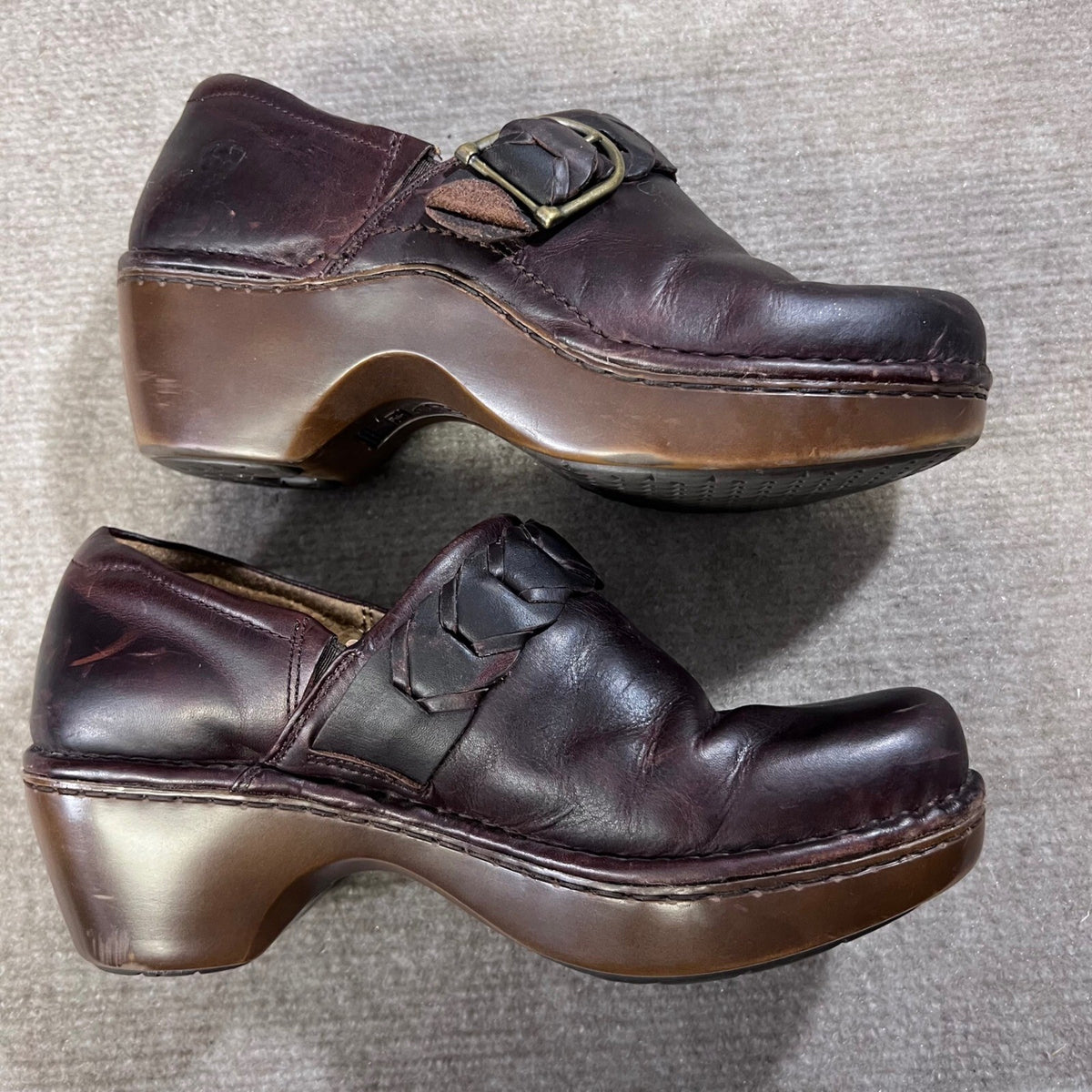 Ariat Leather Clogs Women's Size 9 EU40 Brown Braided Buckle Accent Comfort Shoe
