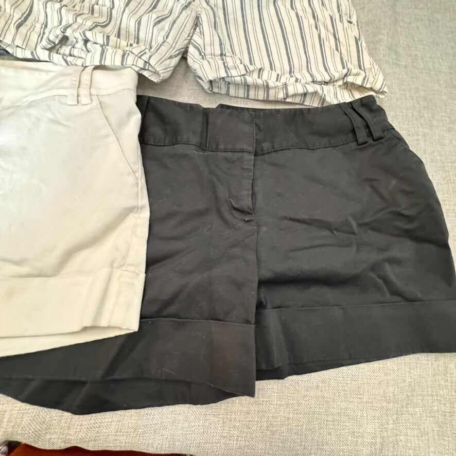 5 Pair Express 8P Women Flat Front Cuffed Cotton Shorts 4" Cuffed Short Rise y2K