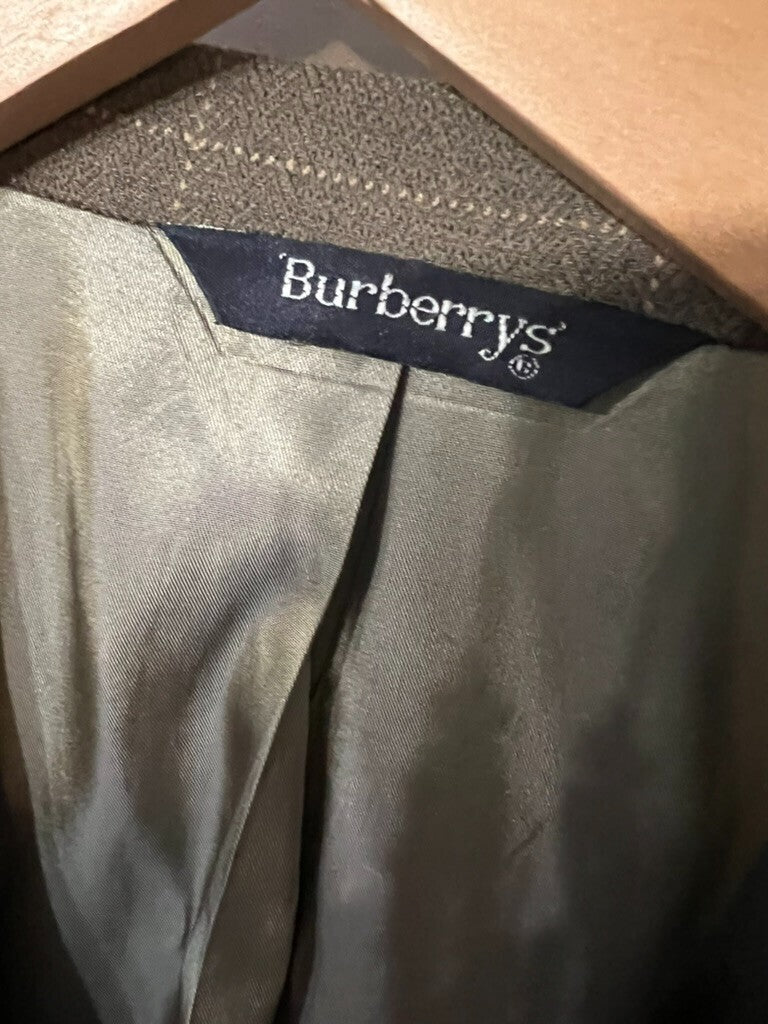 Vintage Burberry's Sport Coat Mens Brown Windowpane Plaid Wool Blazer Academia