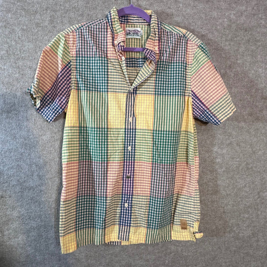 Scotch & Soda Button Down Shirt Mens Small Multi Color Plaid Organic Cotton