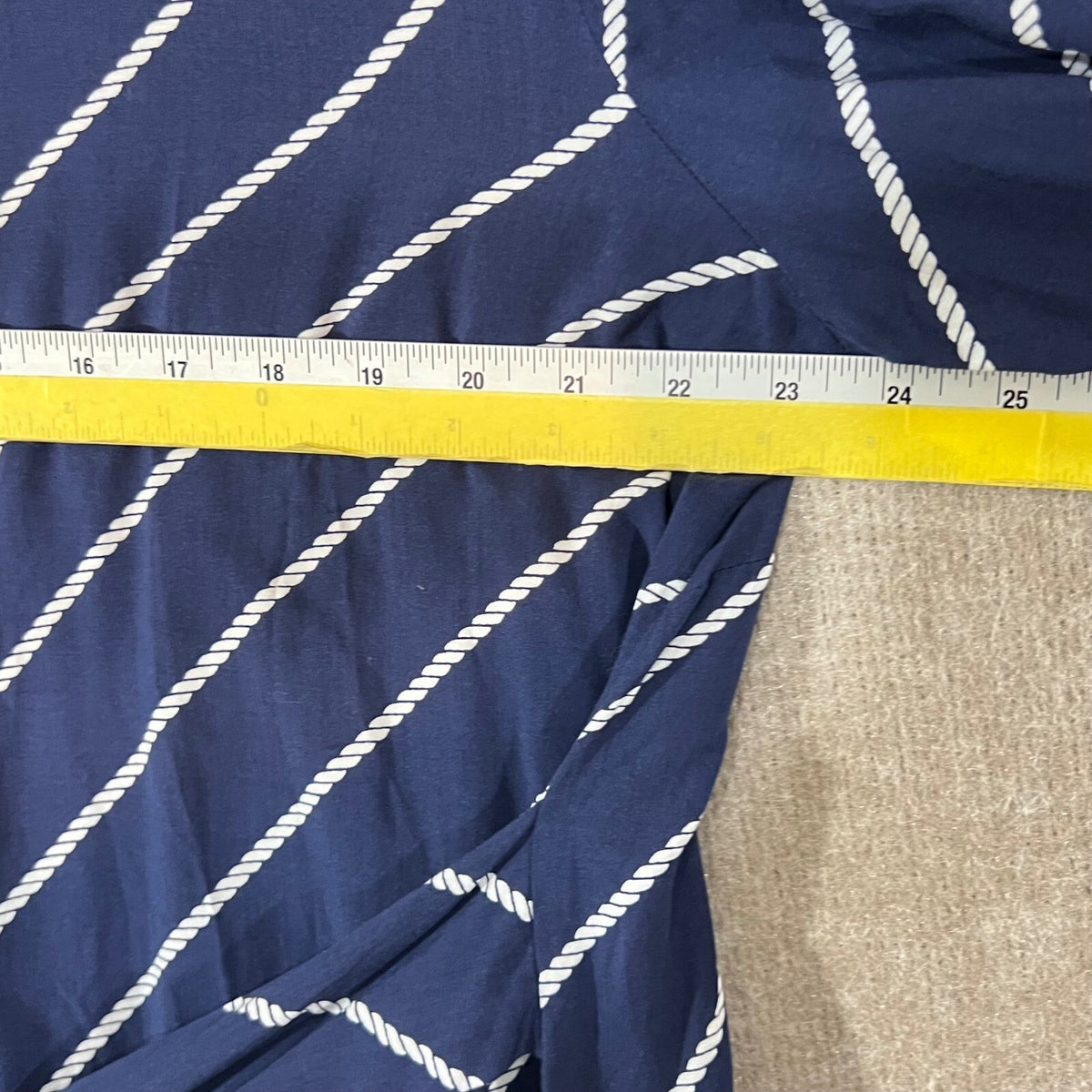 Lane Bryant Blouse Womens 20 Navy Rope Stripe Tie Back Long Sleeve NWT