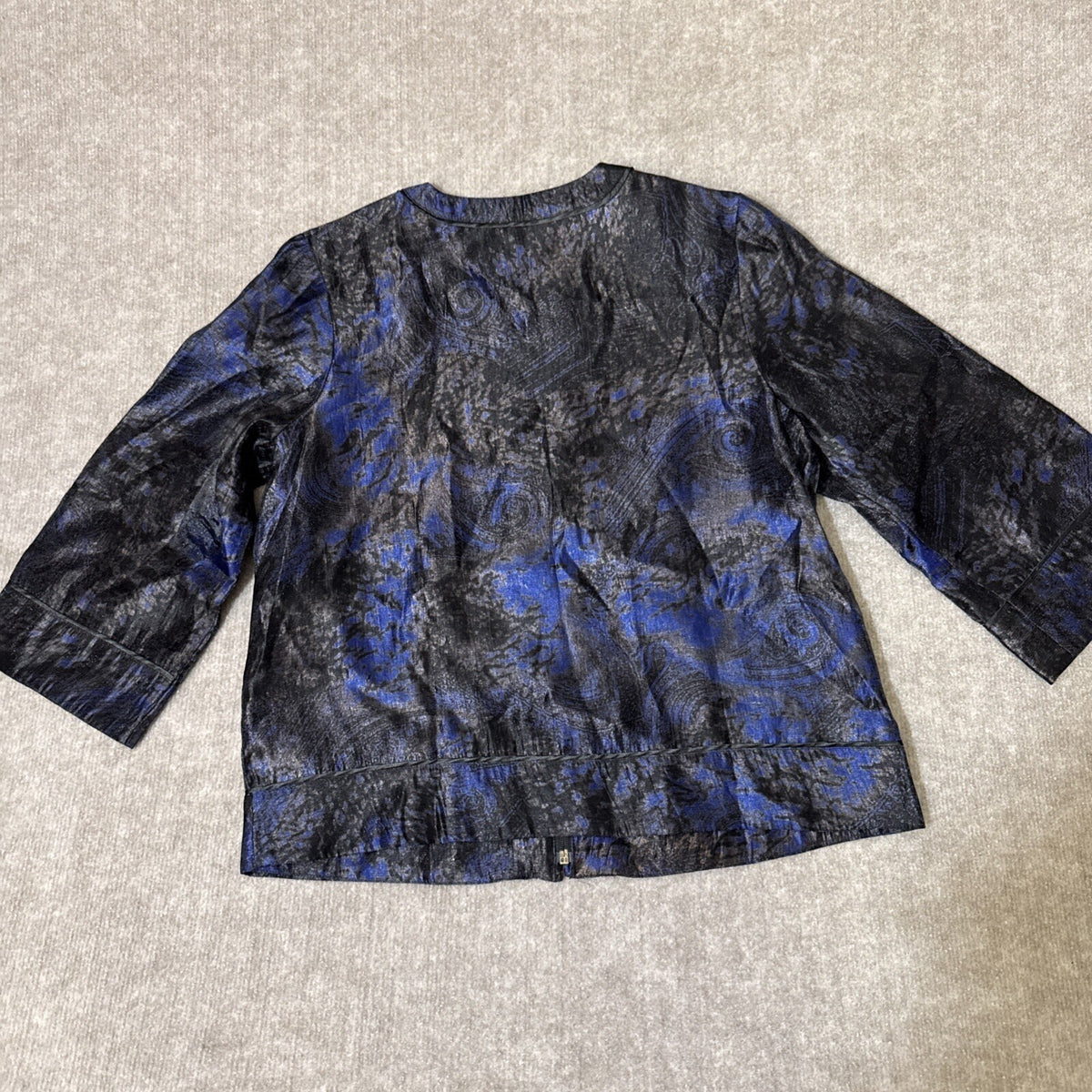 Simonton Says George Simonton Jacket Womens Medium Blue Black Paisley Zip Boho
