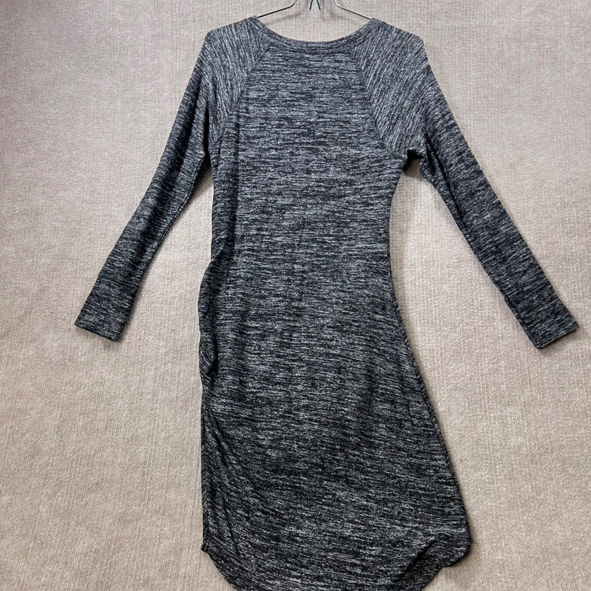 Banana Republic Dress Women Small Gray Long Sleeve Crew Snitty Ruched Minimalist