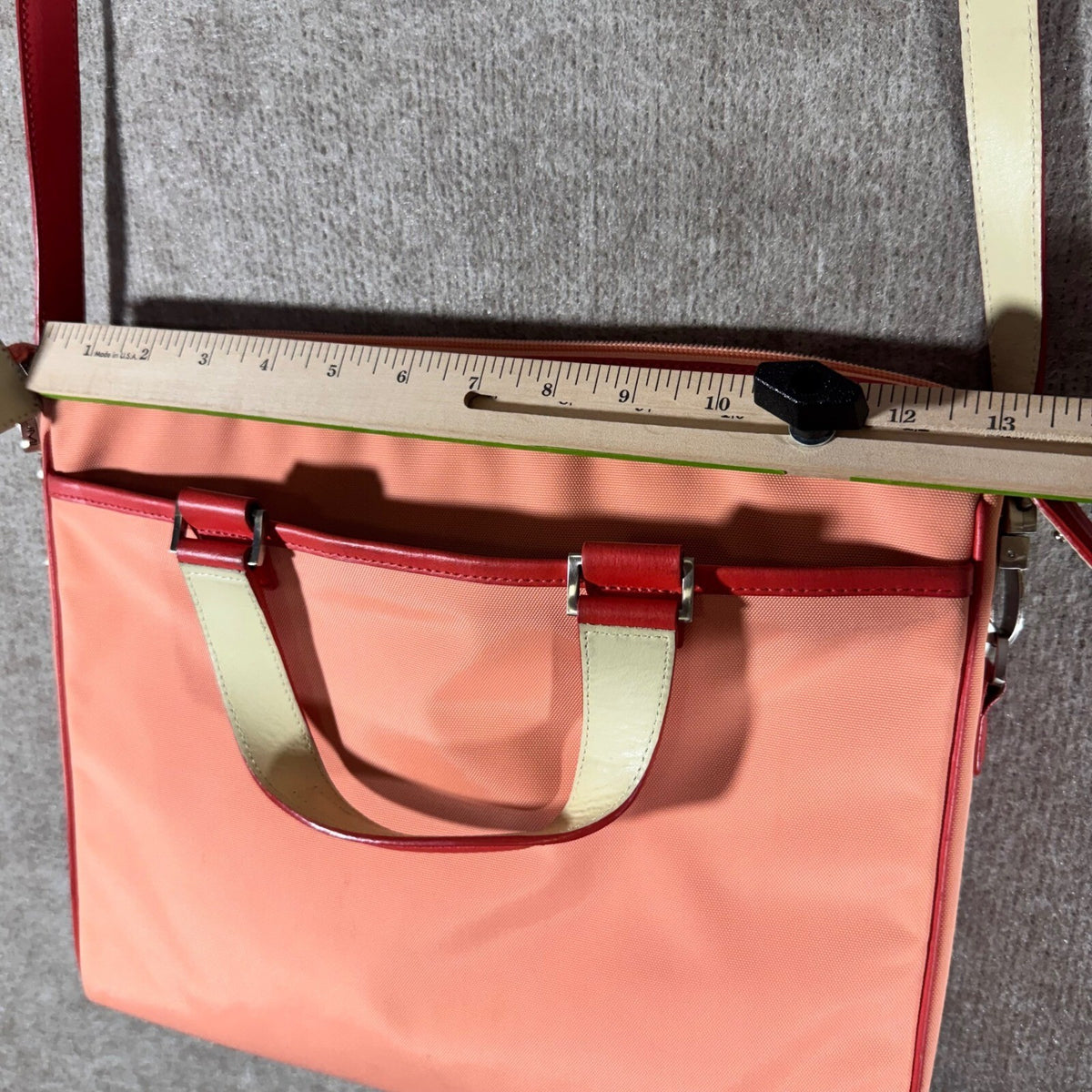 TUMI Nylon Messenger Bag Womens Orange Trim Laptop Travel Crossbody
