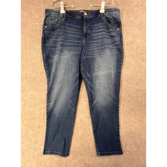 Wit & Wisdom Women's Size 20W Blue Denim Jeans Comfort Waist Crop Pants