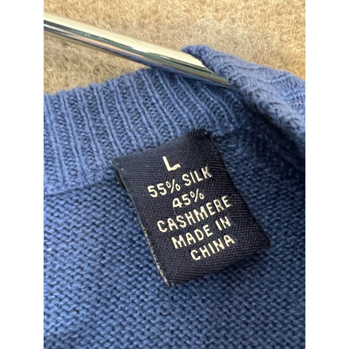 Austin Reed Sweater Vest Mens L Blue Silk Cashmere V-Neck Knit Preppy