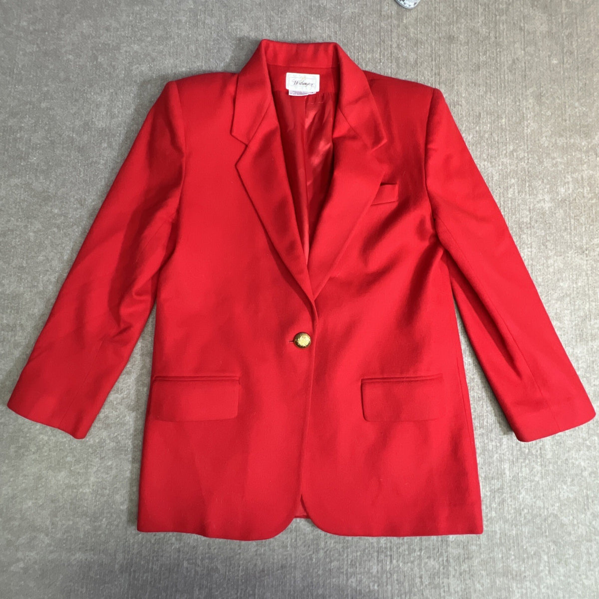 VTG Worthington Wool Blend Red Blazer/Jacket Workwear Size 10 Gold Button