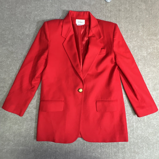VTG Worthington Wool Blend Red Blazer/Jacket Workwear Size 10 Gold Button