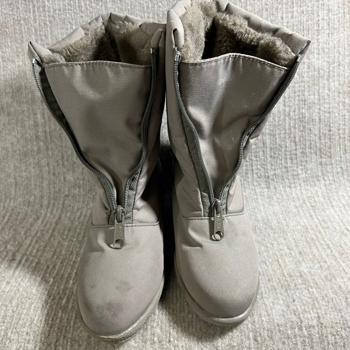 Toe Warmers Tan Mid-Calf Winter Snow Boots Women's 7 Fleece Lined Zip Waterproof
