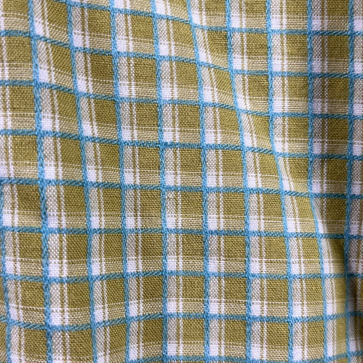 Diamond Jim Mens L Plaid Button Down Shirt Long Sleeve Green Blue White