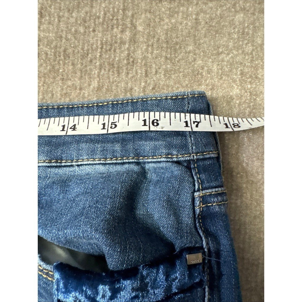 Chicos Platinum Jegging 2 (12P) Petite Blue Denim Patchwork Jeans