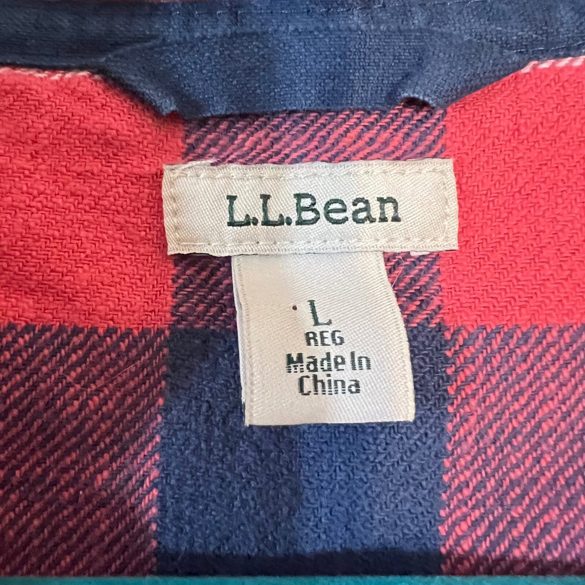 LL Bean Plaid Flannel Hoodie Women Large Red Navy Blue Cotton Button Up Gorpcore