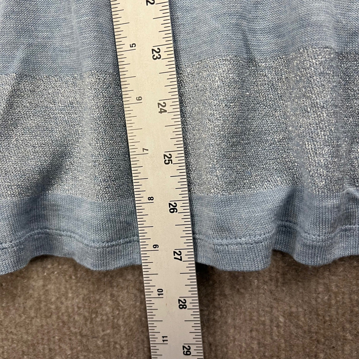 NWT Talbots Women's 3X Blue Silver Striped Long Sleeve Knit Top Metallic Sparkle