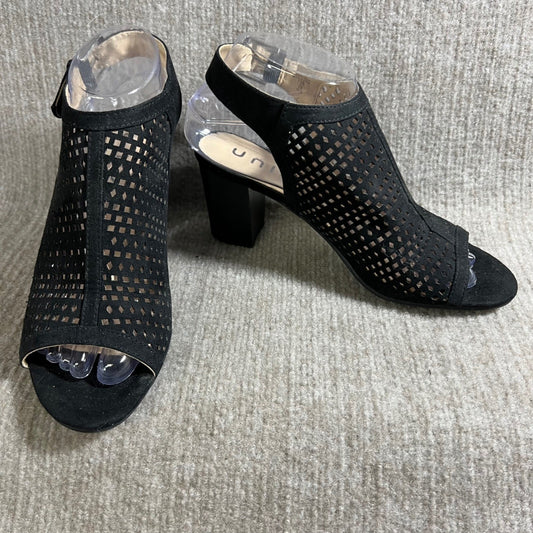 Unisa Faux Suede Cutout Peep Toe Slingback Block Heel Sandals Women's 7.5 M