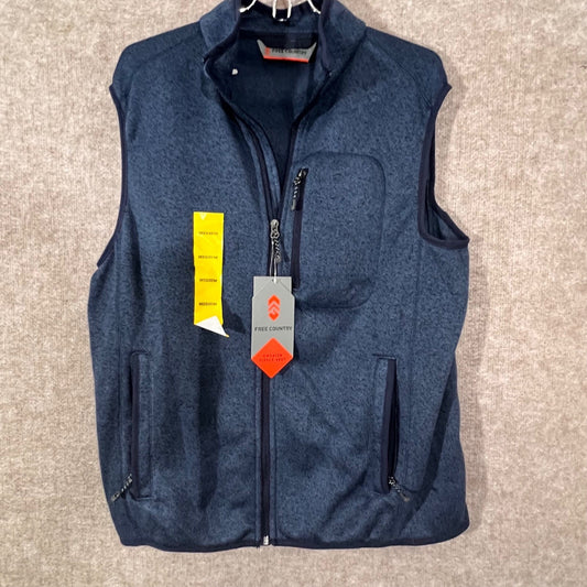 NWT Free Country Sweater Fleece Vest Mens Medium Indigo Blue Full Zip Minimalist
