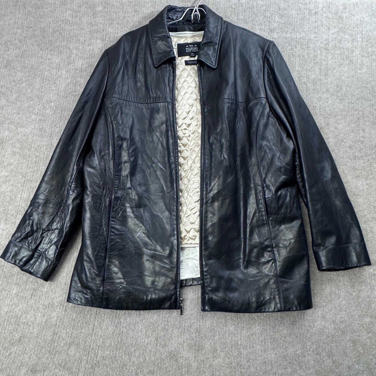 Wilsons Leather Pelle Studio XL Black Leather Jacket Thinsulate Insulated Coat