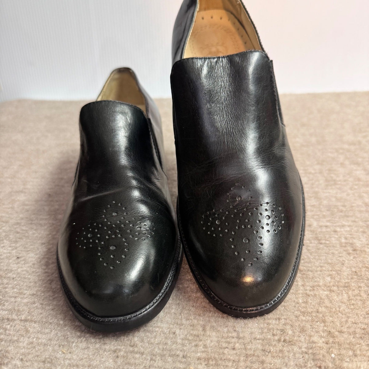 Ariat Leather Loafers Womens Black Brogue Detail Slip On Block Heel Classic