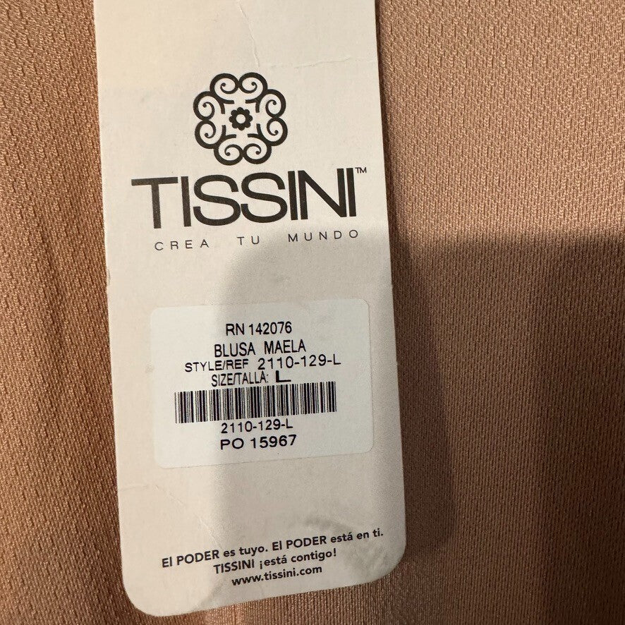 NWT Tissini L Nude Puff Shoulder Blouse Blusa Maela