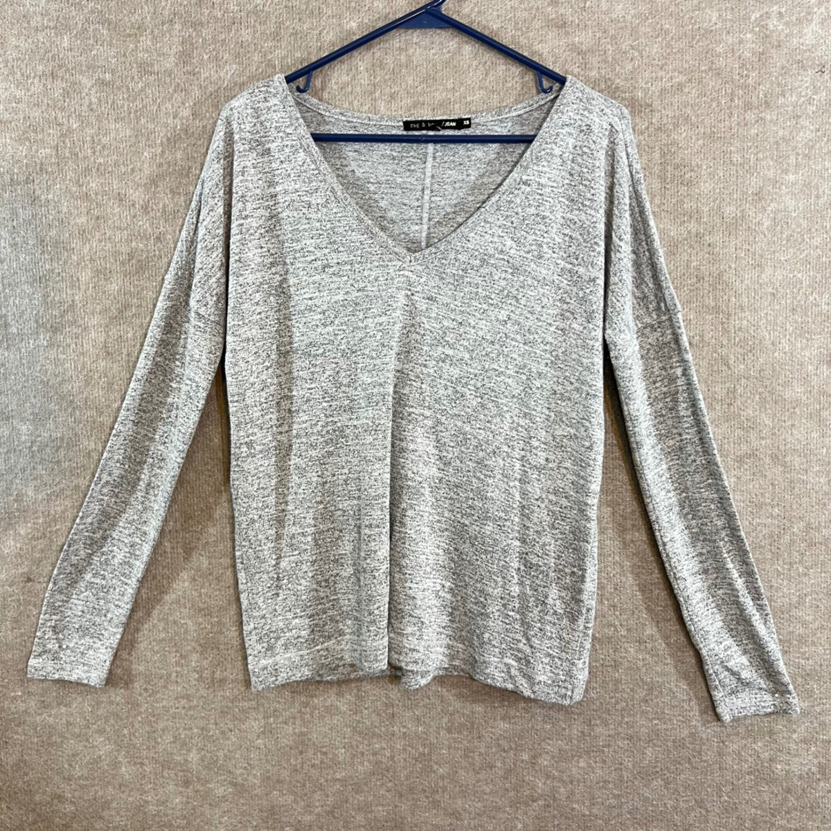 Rag & Bone JEAN Knit Top Women XS V Neck Long Sleeve Heathered Casual Minimalist
