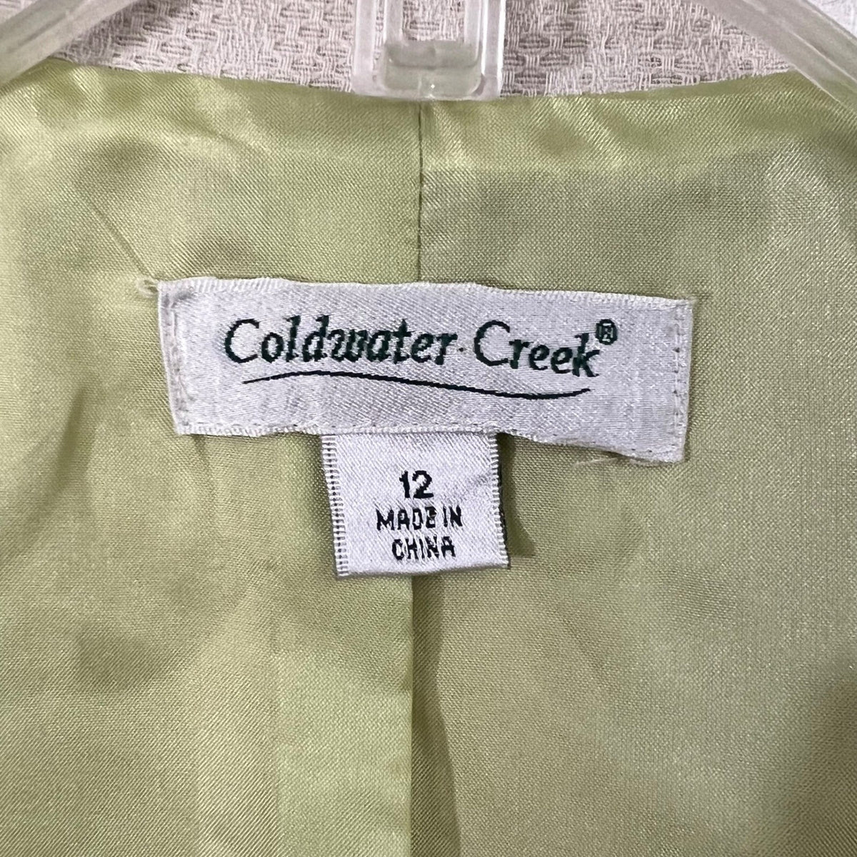 Coldwater Creek Floral Blazer Women's 12 Cream Colorful Cotton Textured Blazer