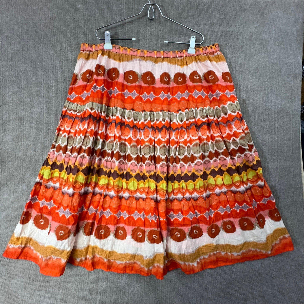 Ashley Stewart Maxi Skirt Womens 18/20 Cotton Boho Bohemian Orange Multicolor