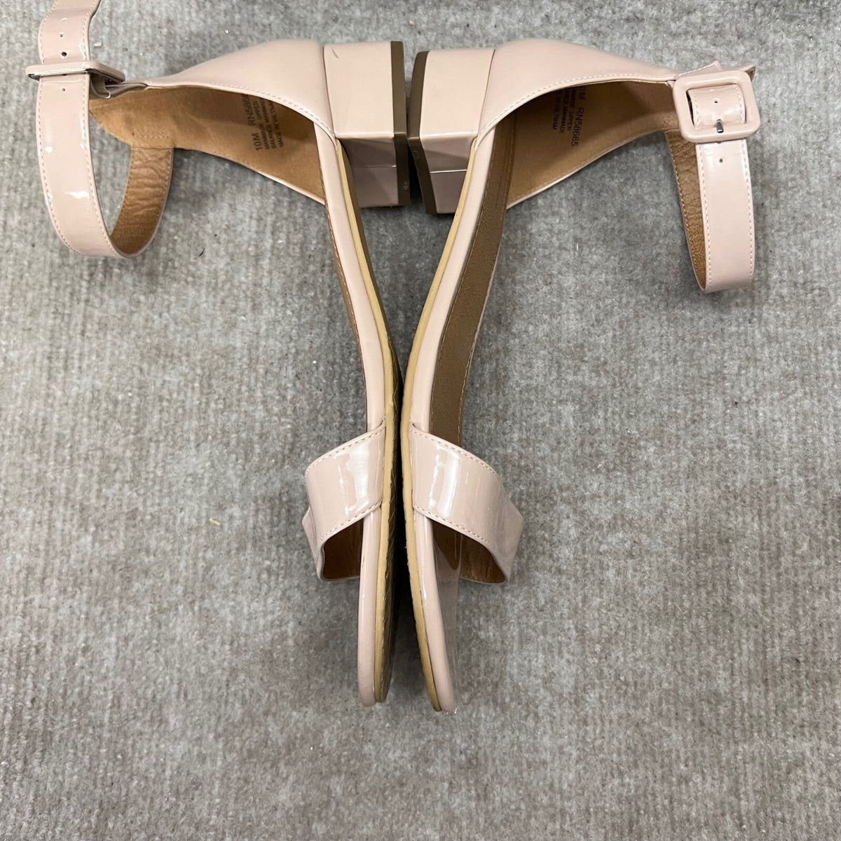 14th & Union Block Heel Sandals Womens 10M Nude Patent Ankle Strap Minimalist