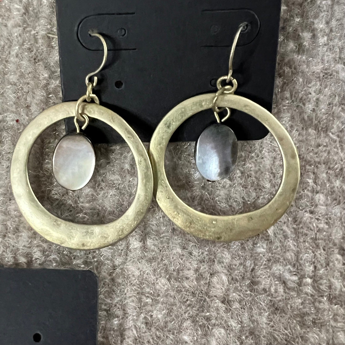 Lot of Boho Earrings Brass Tone Hoops Aqua Geometric Drop Crystal Quartz Points