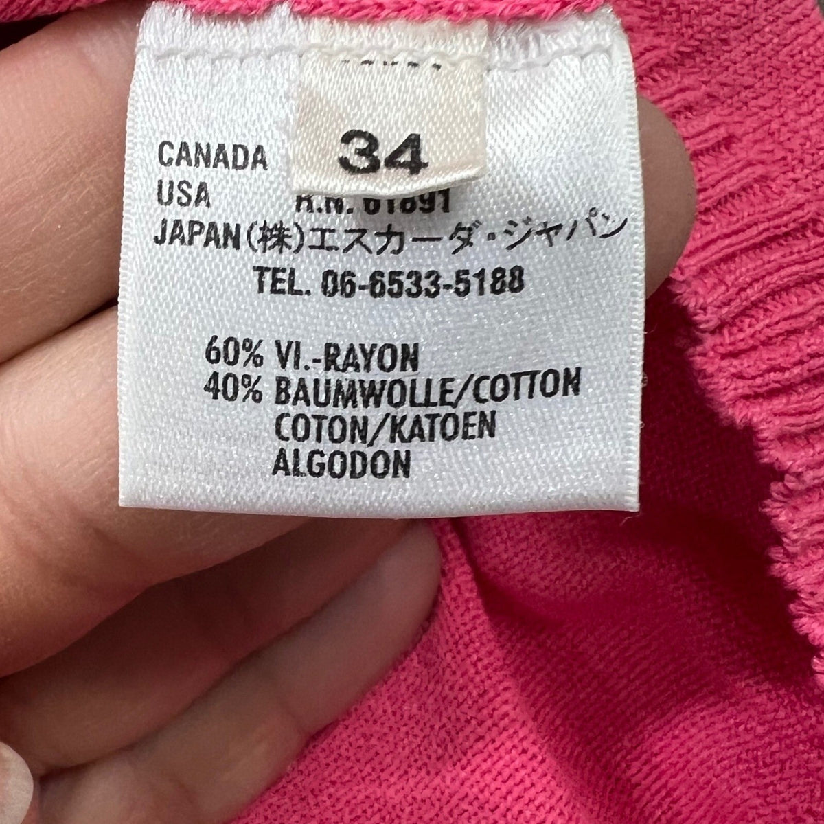 Escada Pink Racerback Knit Tank Top Sweater Ribbed Trim Size 34