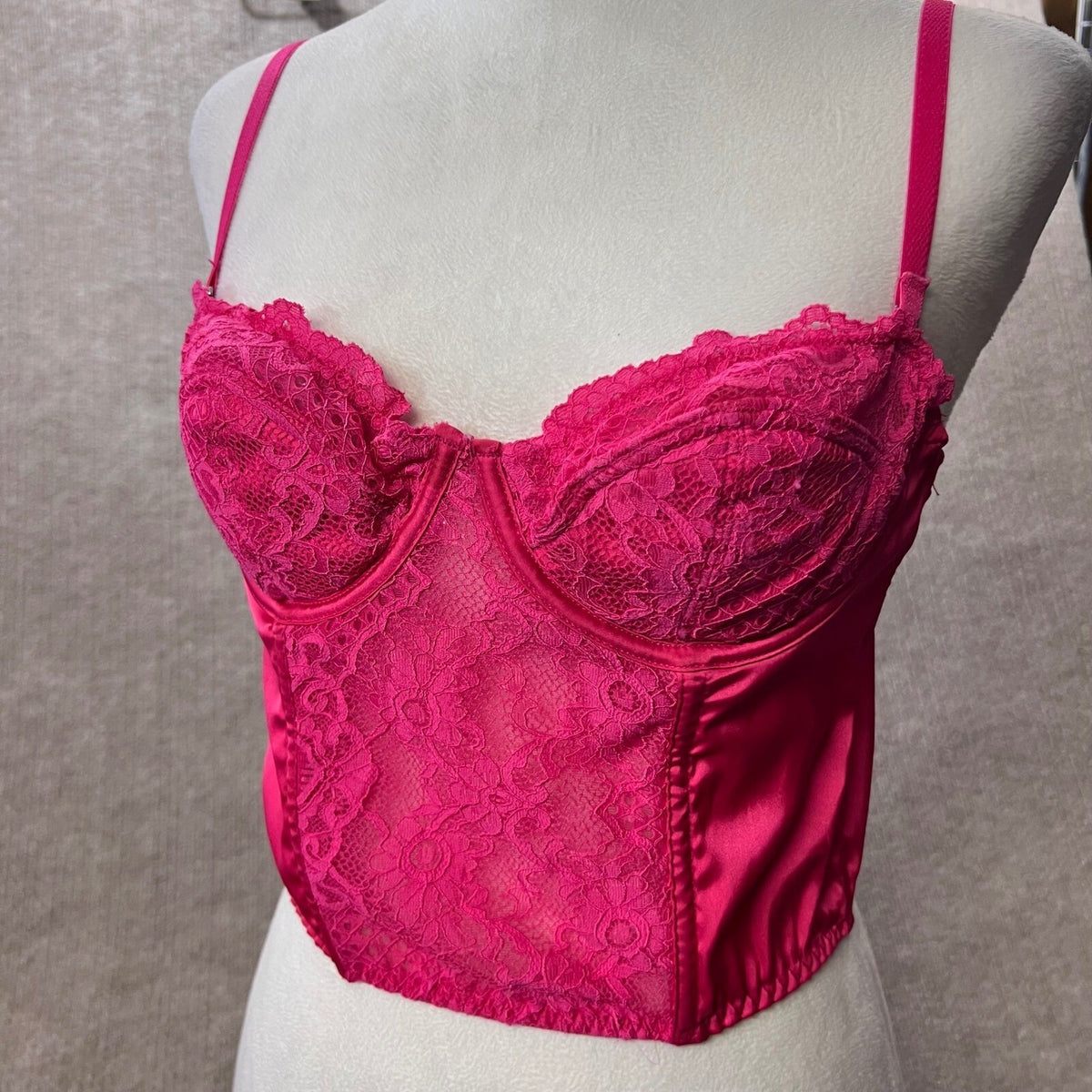 Urban Outfitters Pink Lace Satin Corset Bustier Top M M