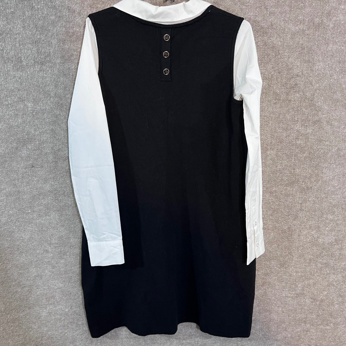 Nicole Miller New York Layered Look Dress Womens Medium Black White Shift Preppy