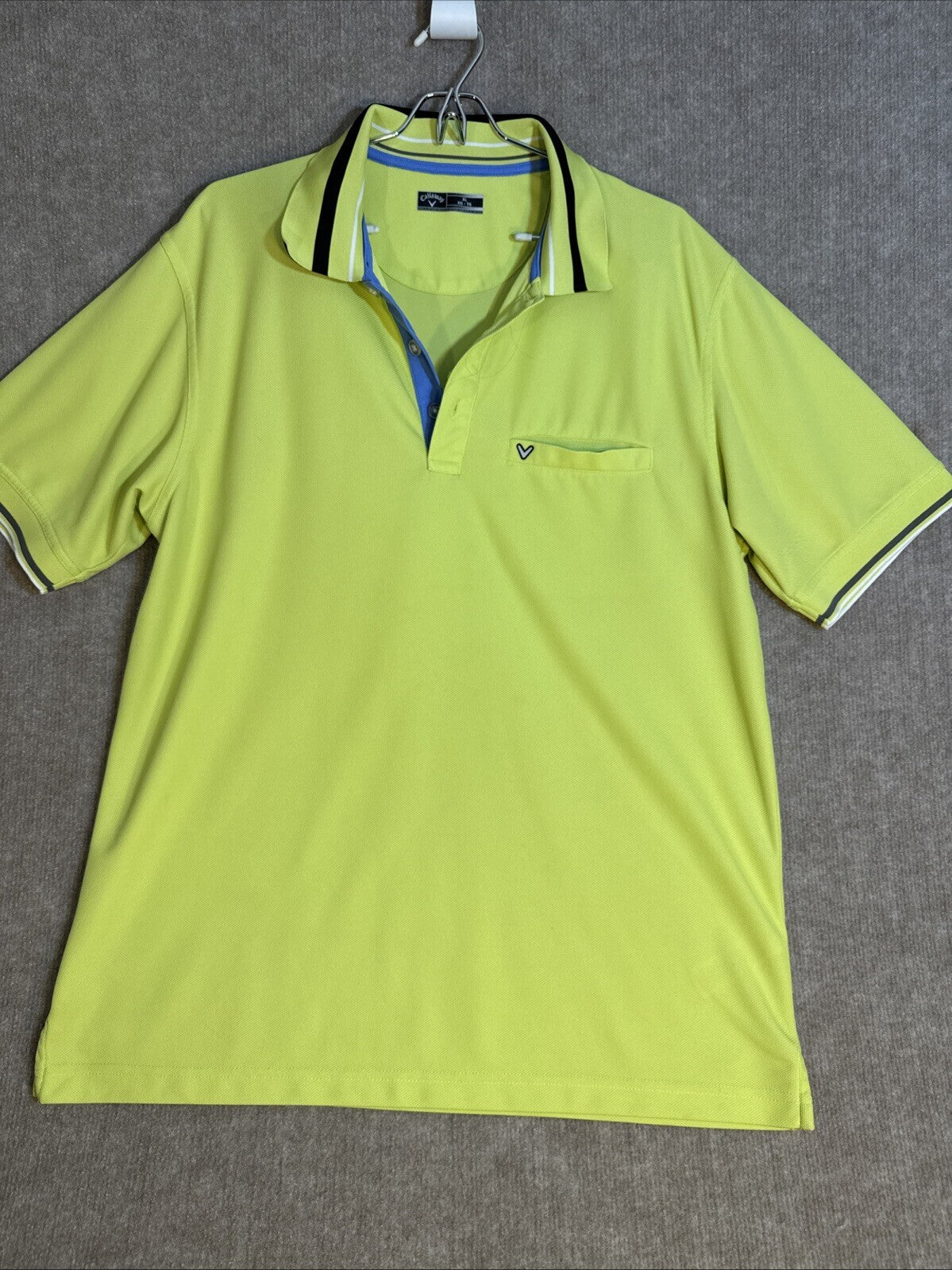 Callaway Golf Shirt XL Bright Yellow Green Performance Mens Polo