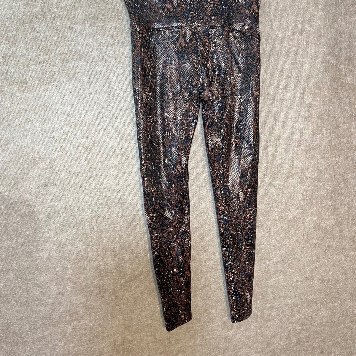 Spanx Leggings Womens XL Faux Leather Snakeskin Metallic Animal Print Yoga