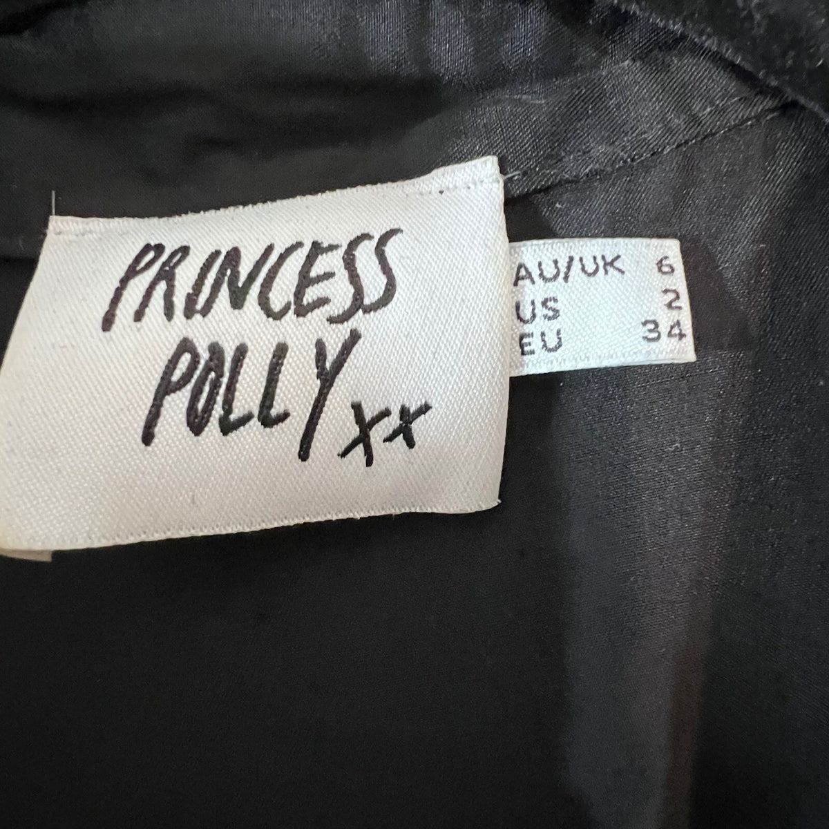 Princess Polly Button Down Shirt Womens 2 Black Tie Cuff Long Sleeve Goth Chic