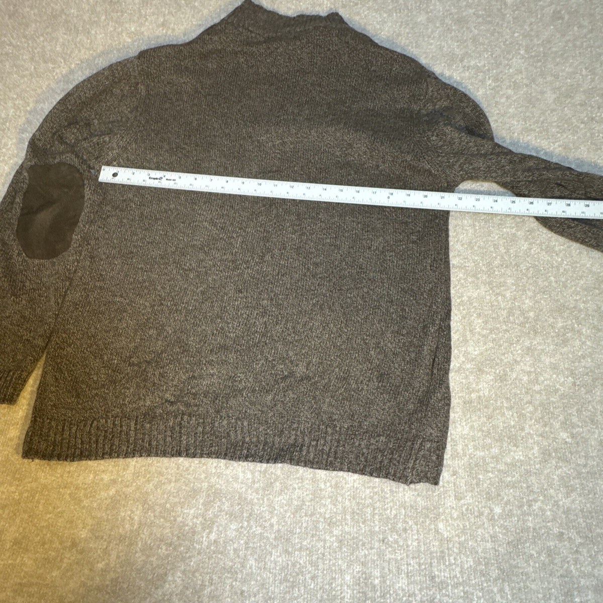 Chaps Ralph Lauren Men Sweater Lg Brown Mock Neck 3-button Grandpa Professor