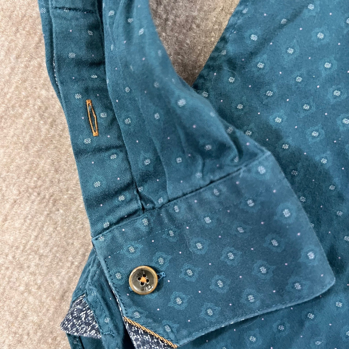 Ted Baker London Men sz 1 XS Cotton Long Sleeve Button Up Flip Shirt Flip Cuff