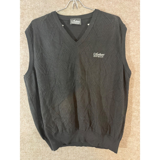Arturo Garibaldi Sweater Vest Mens L Black Diamond Knit V Neck Wool Blend