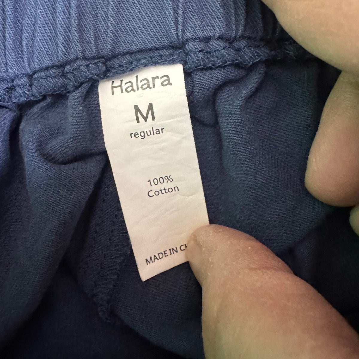 Halara Jogger Pants Womens Medium Blue Cotton Elastic Waist Boho Minimalist