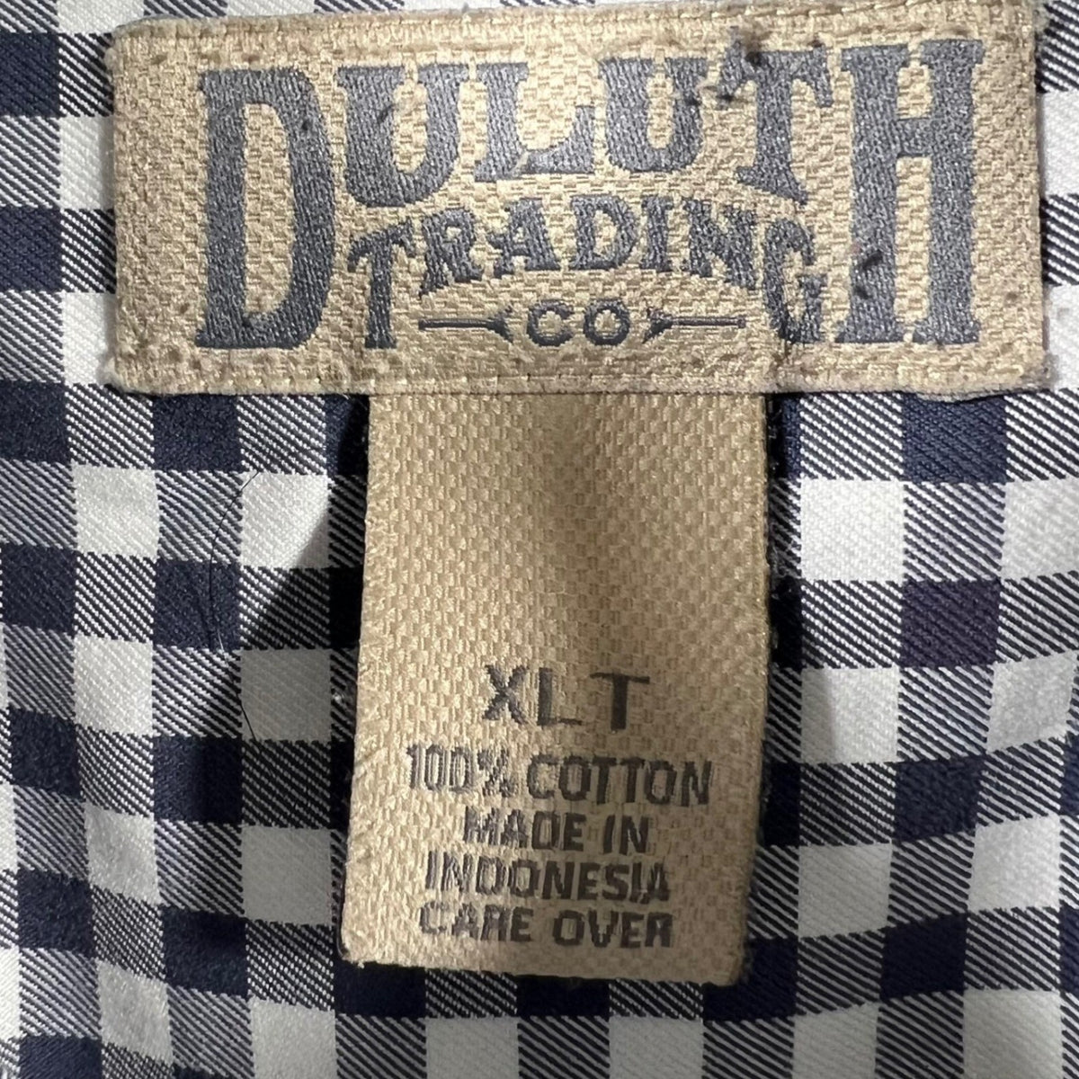 Duluth Trading Co Mens XLT Gingham Check Long Sleeve Button Down Shirt Cotton