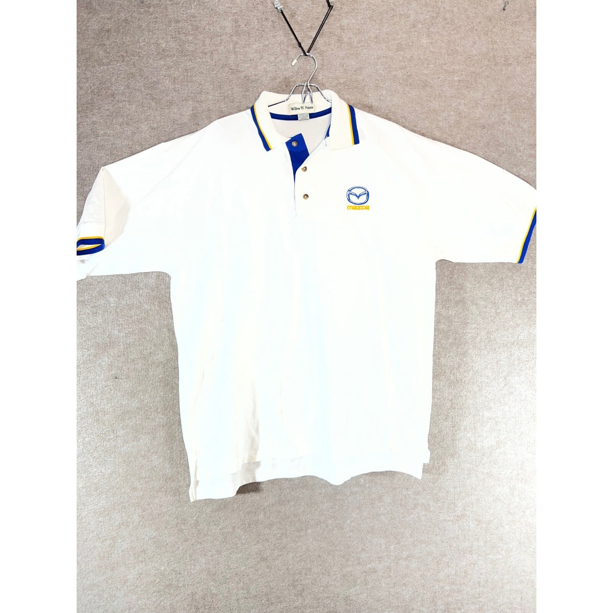 Vintage Mazda Polo Shirt Mens XXL Willow Pointe USA Embroidered Logo White Blue