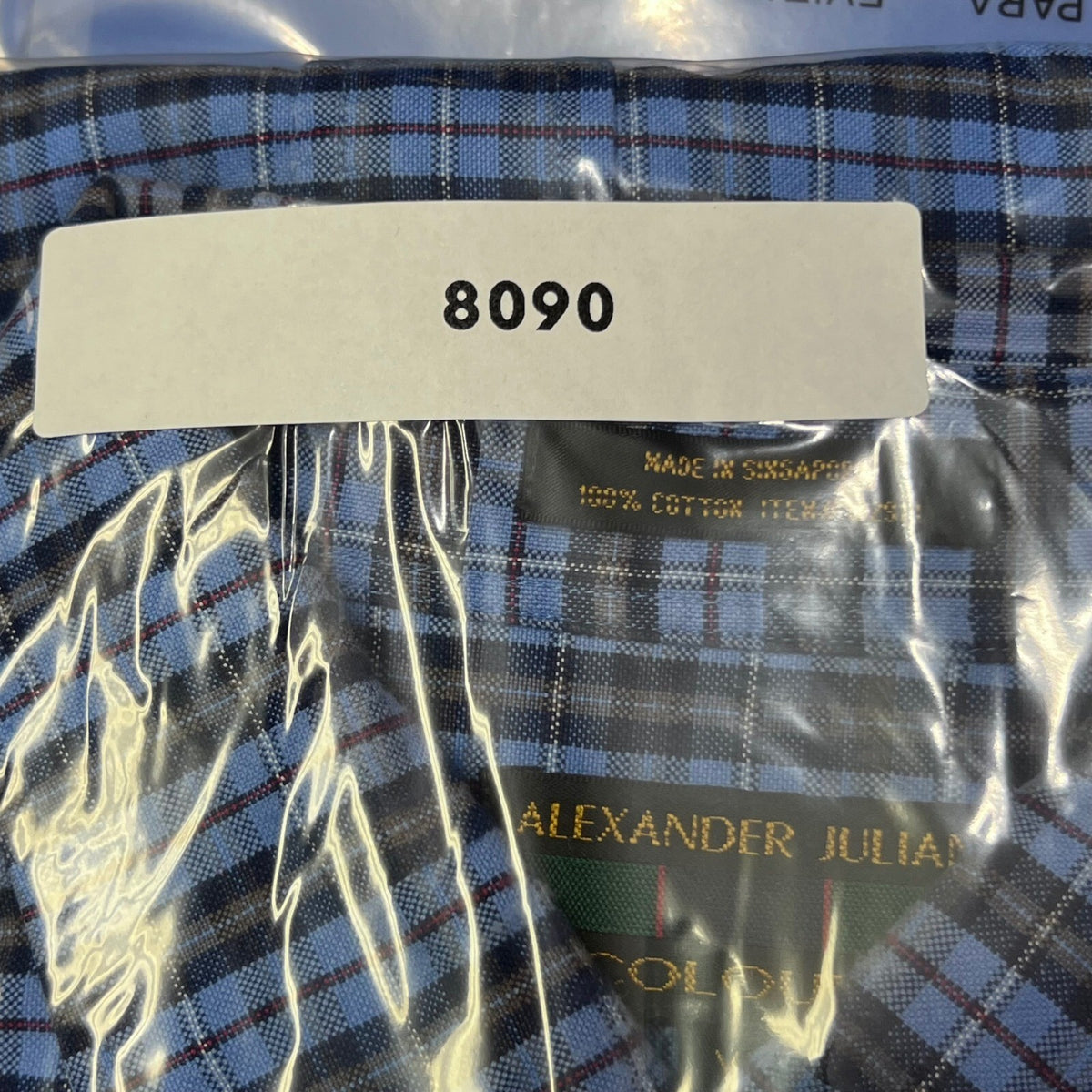 Alexander Julian Colours Plaid Button Down Shirt Men XL Blue Long Sleeve Cotton