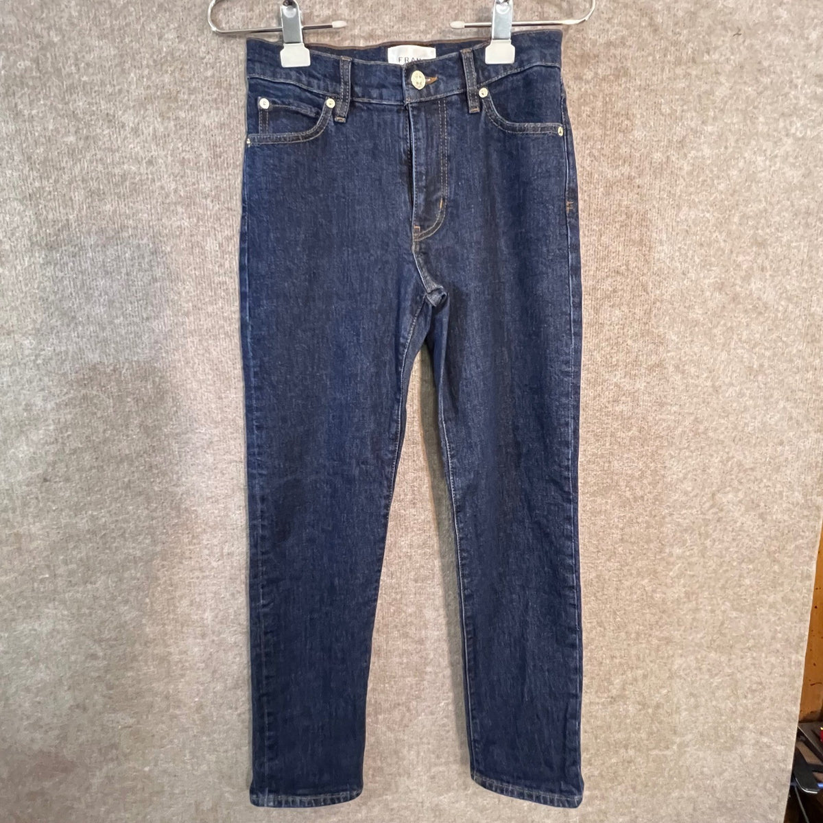 FRAME The Borrowed Jeans 24 Dark Wash Straight Leg Denim Classic Minimalist