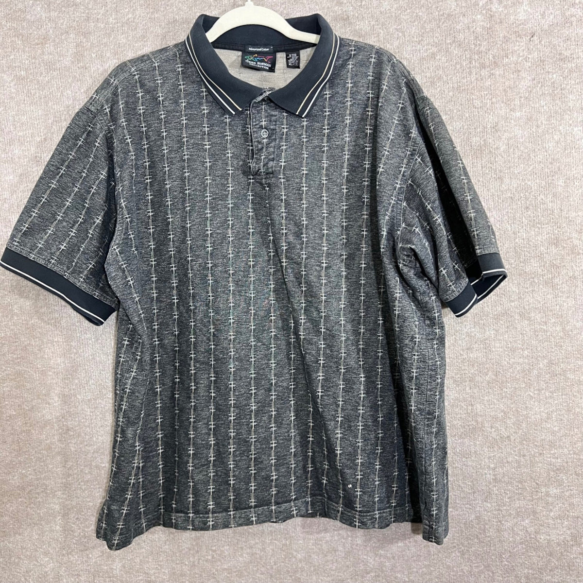 Greg Norman Polo Mens XL Striped Mercerized Cotton Short Sleeve Golf Classic