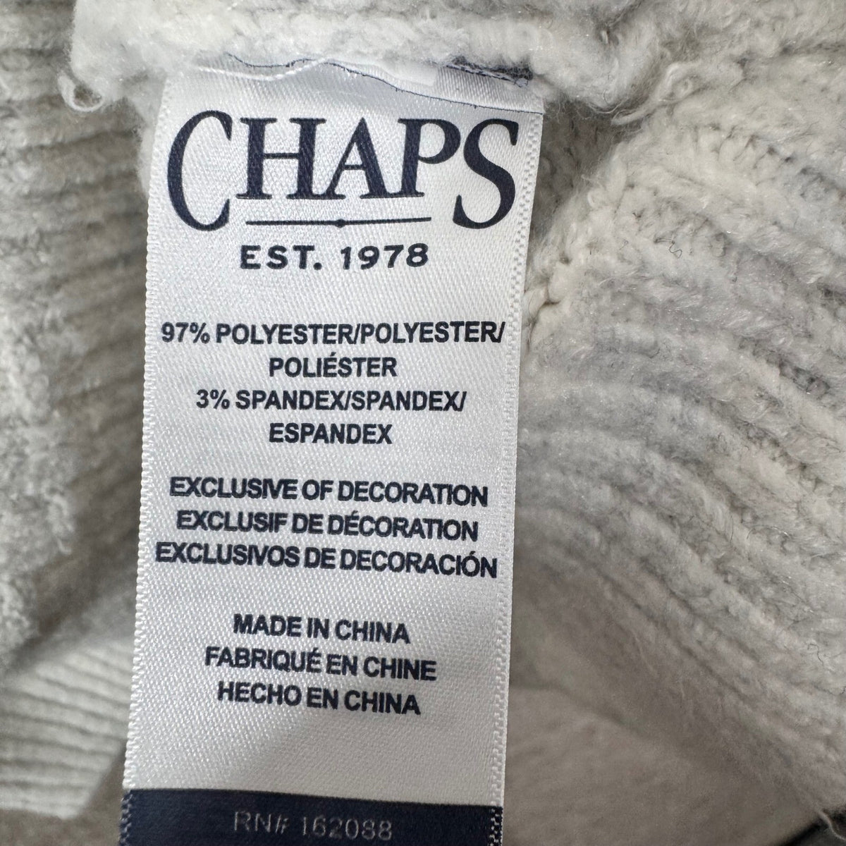 Chaps Ottoman Cowl Neck Sweater Mens L Oatmeal Heather Ribbed Minimalist