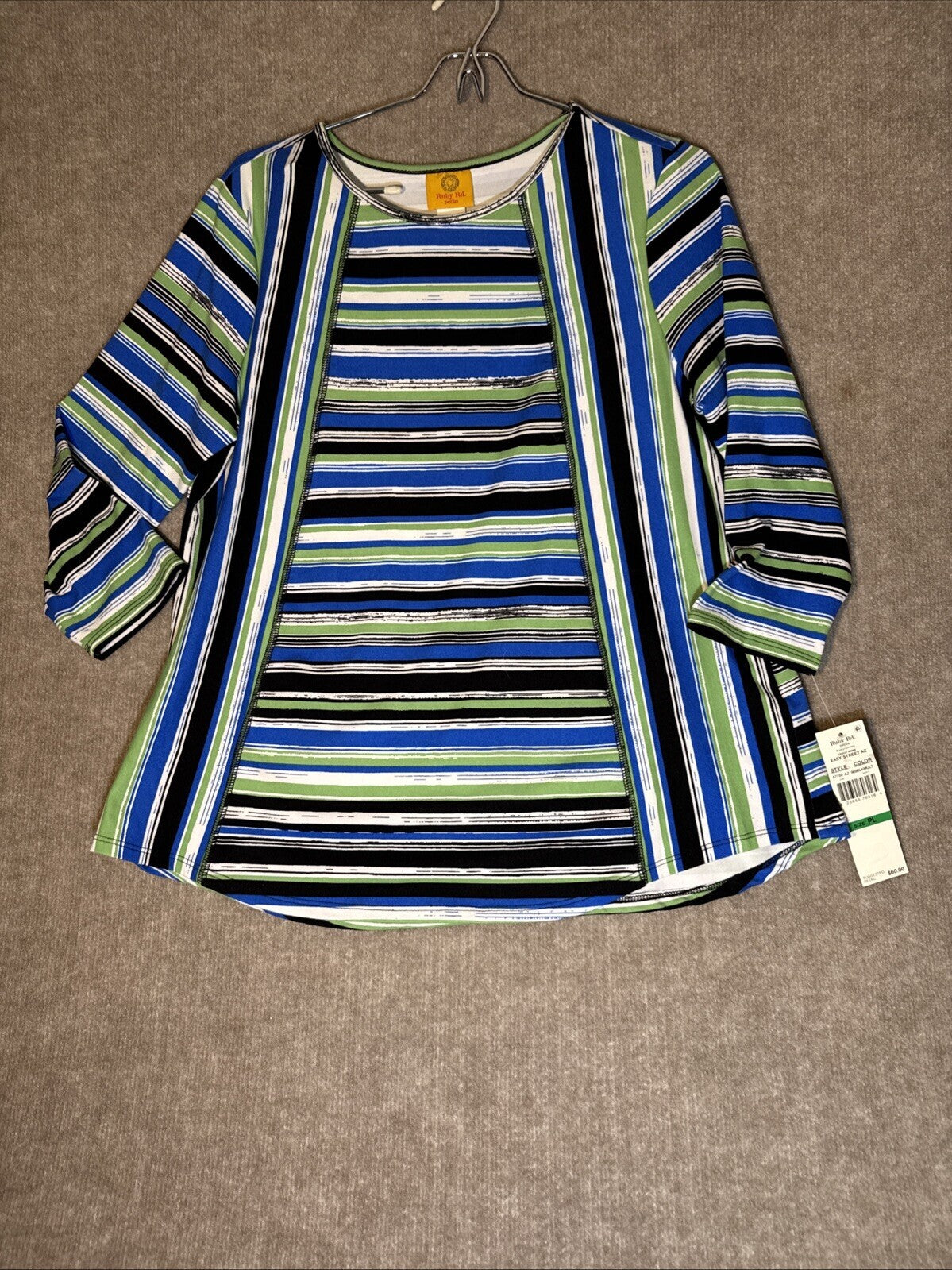 NWT Ruby Rd Top Women Petite Lg 3/4 sleeve