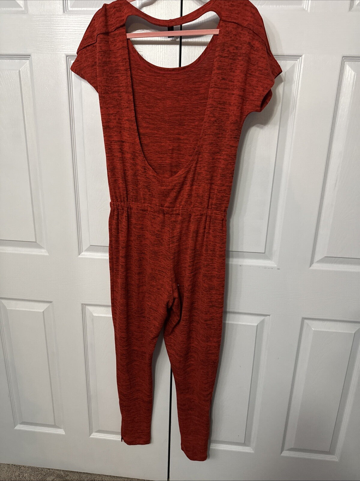 Reflex Women Romper Jumpsuit Lg Red Open Back Knit NWT